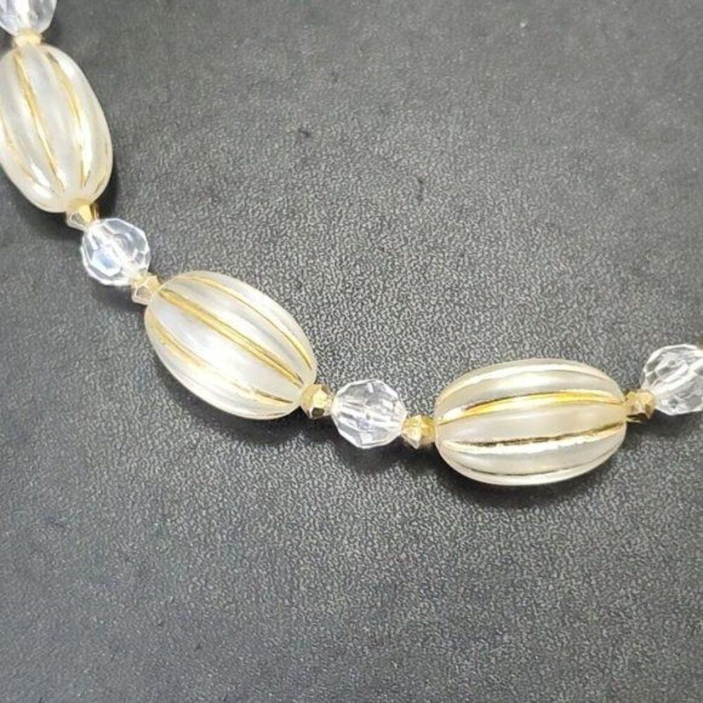 Vintage clear beaded necklace 26"